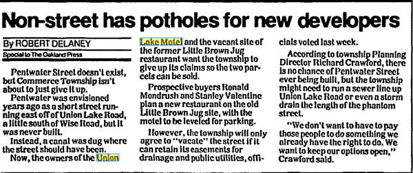 Union Lake Motel - June 1990 Article On Property (newer photo)